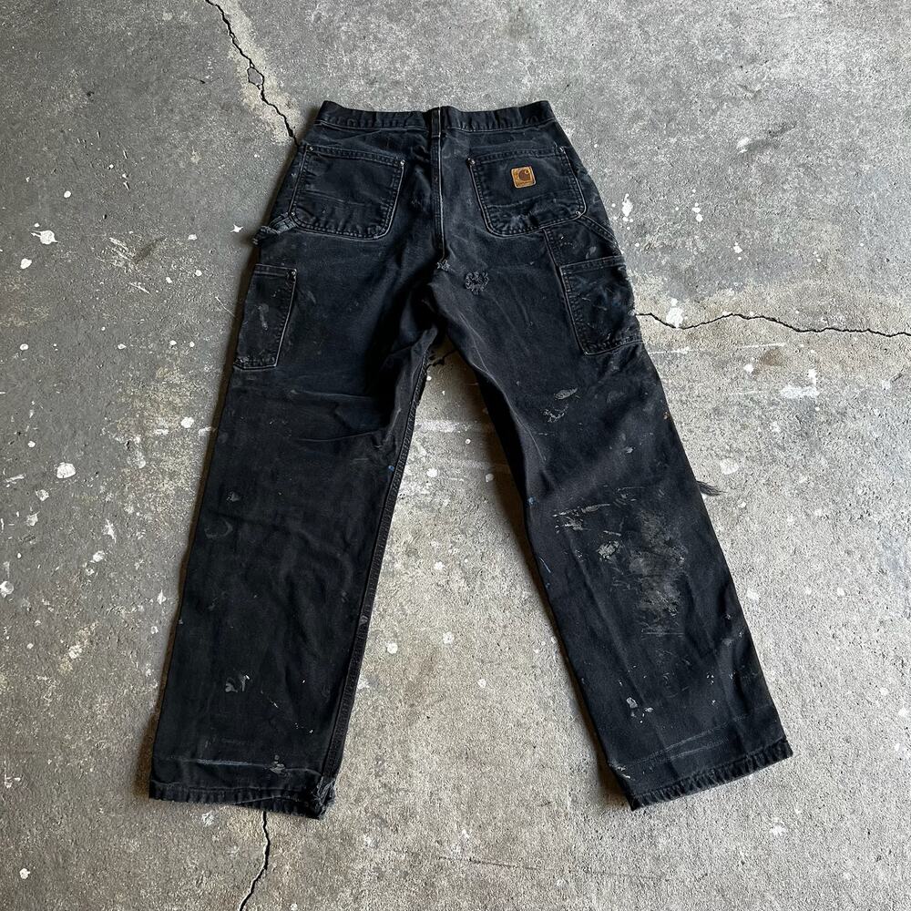 Carhartt faded black double knee work wear carpenter pants - Picture 5 of 12